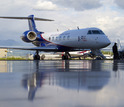 The Gulfstream V in Anchorage, Alaska, during research on global carbon dioxide distribution.